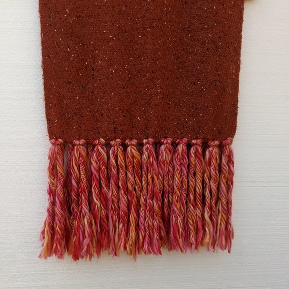 Anthropologie Orange Fringe Scarf - Picture 3 of 4